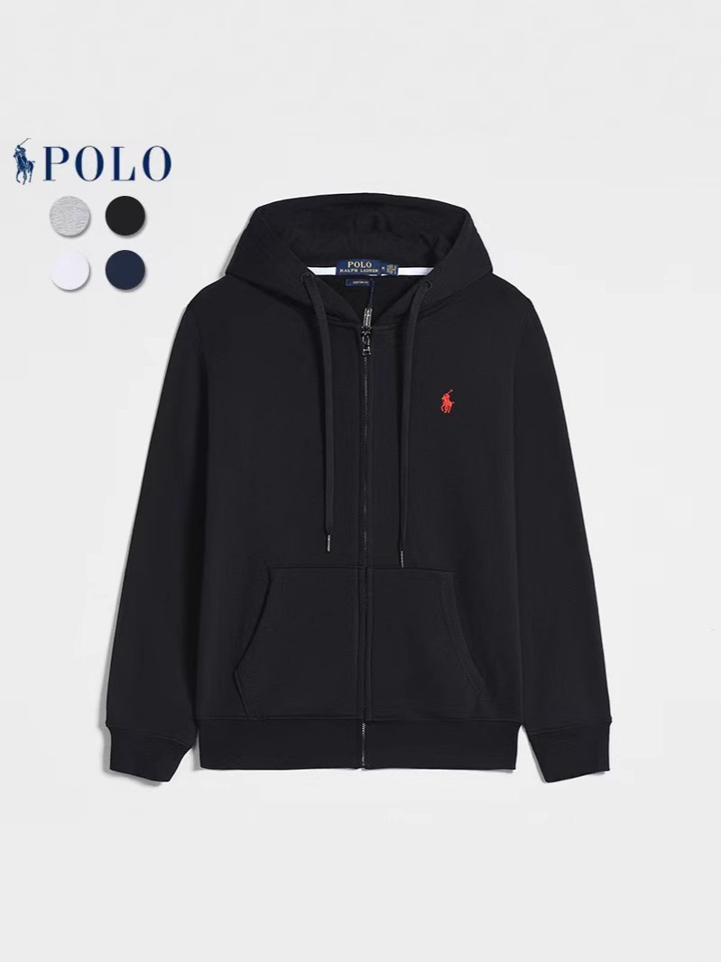 春秋タイプのポール長袖パーカー男性カジュアルファスナー純色刺繍小馬標ファスナーカーディガンコート