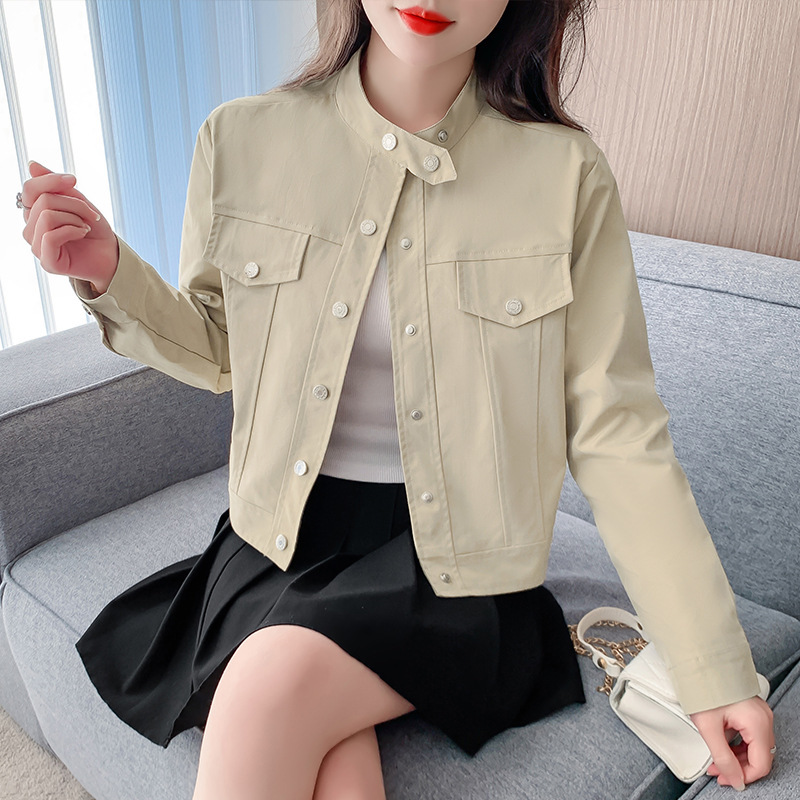 2025年春服カジュアルショートコート女性の新しいレトロな工装美ラード飛行ジャケットの上着|undefined