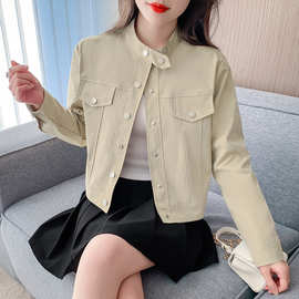 2025年春装休闲短外套女士新款复古工装美拉德飞行夹克上衣