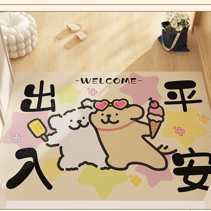 漫画の玄関ドアマット、拭いて洗えるPVC屋内汚れ防止フットマット、玄関ドアカーペット|undefined