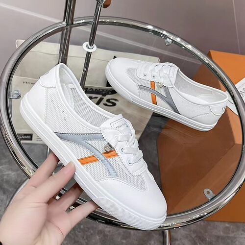 2024 new summer Korean style women's casual sneakers, comfortable and versatile, trendy and breathable mesh shoes, flat-soled white shoes