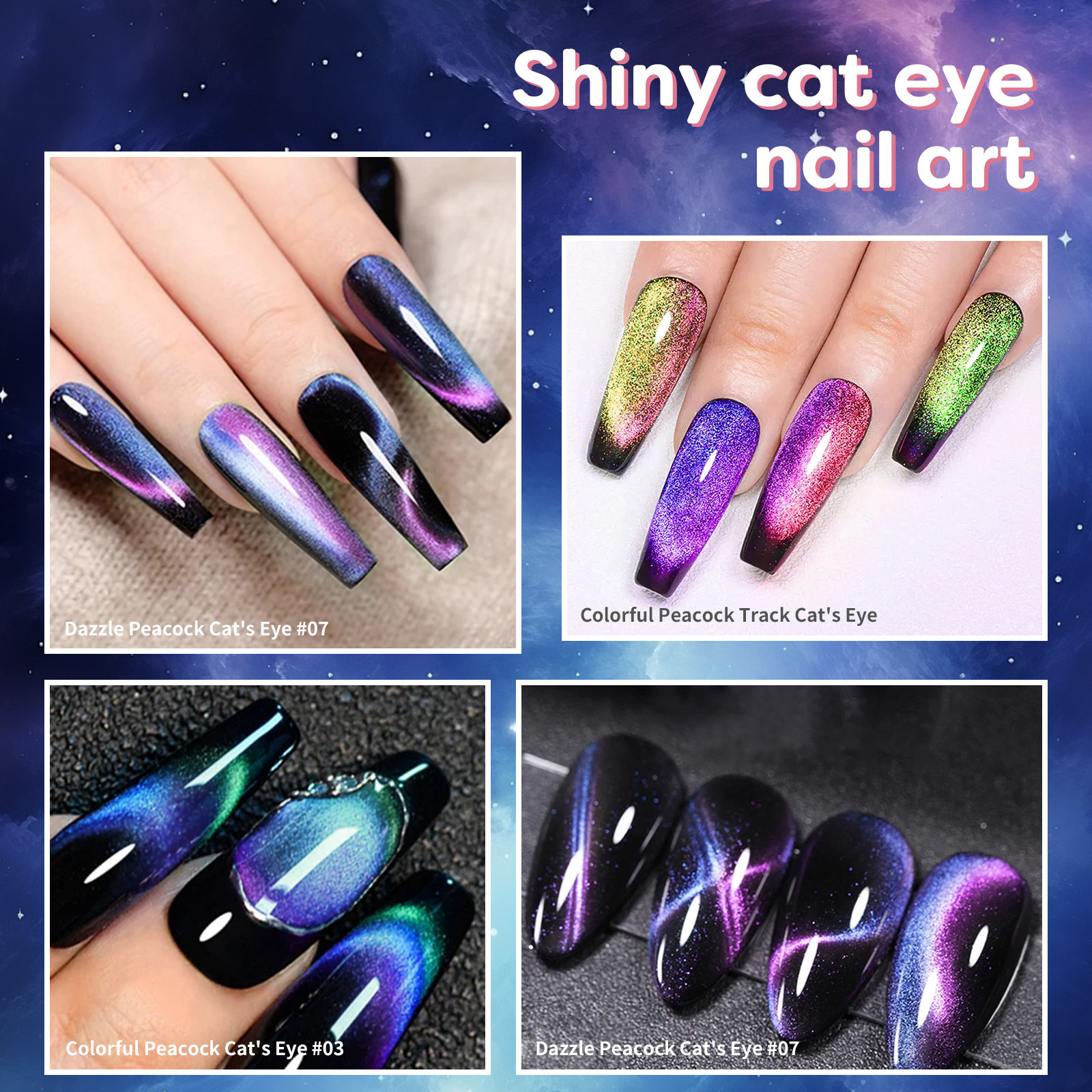 Juego de Gel de Uñas Ojo de Gato Pavo Real con Imán de Secado image 4