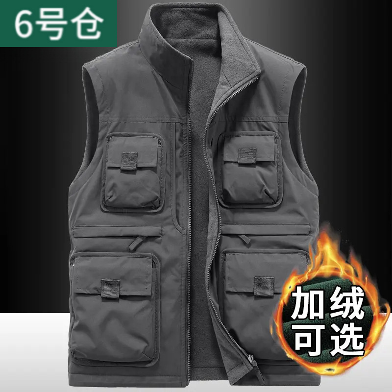 多口袋马甲秋冬工装休闲马甲钓鱼登山户外新款加绒马甲|undefined