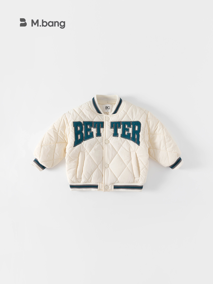 Ropa Infantil Youbao, Chaqueta de Béisbol Acolchada con Letras para Niños, Estilo Casual de Otoño e Invierno, Abrigo Infantil para Niños Pequeños QY82261