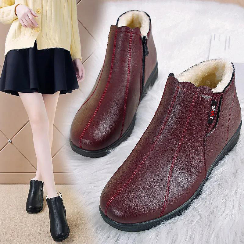 Madre zapatos de algodón zapatos de mujer zapatos de invierno de mediana edad y ancianos zapatos de algodón más terciopelo grueso zapatos de algodón cálido zapatos de suela suave para ancianos