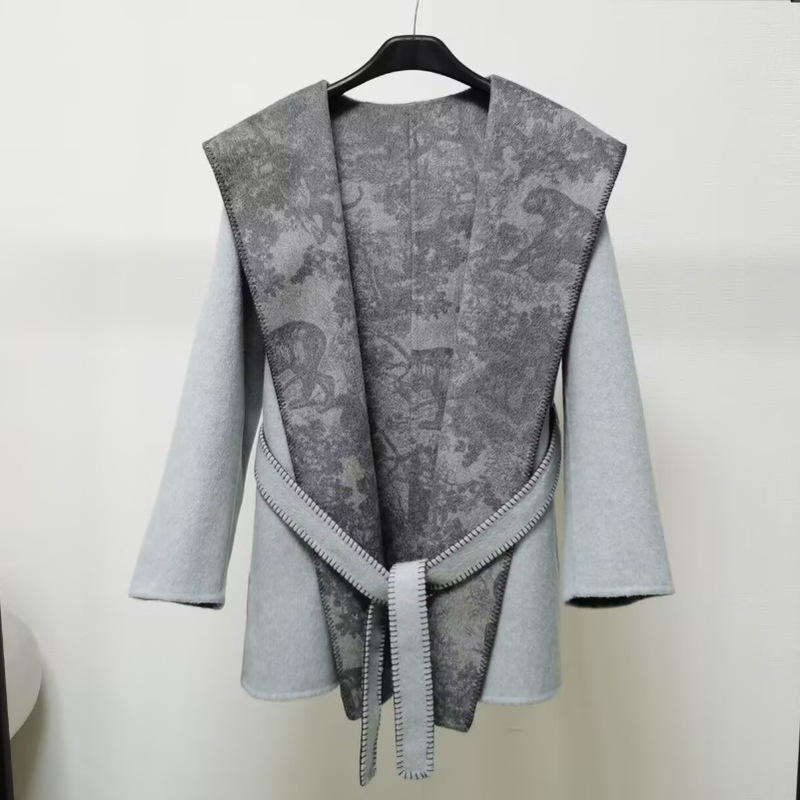European-style hooded double-faced wool coat for women, autumn and winter Korean-style petite elegant loose woolen coat European-style hooded double-faced wool coat for women, autumn and winter Korean-style petite elegant loose woolen coat