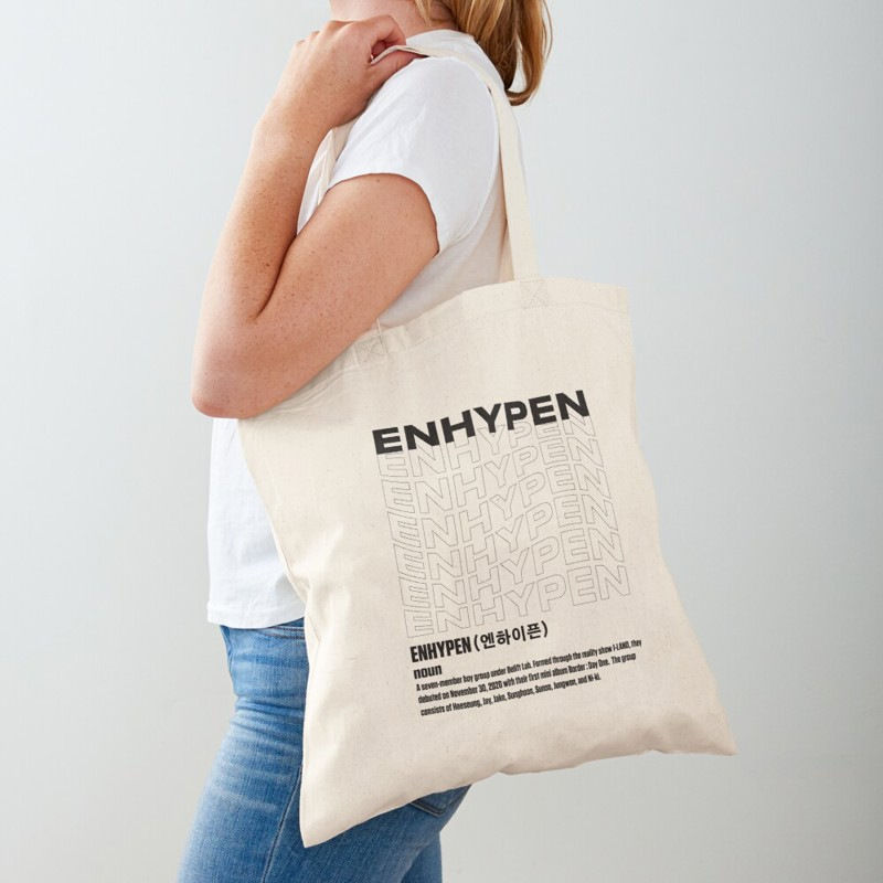 EN官方同款logo帆布包黑白复古单肩包 梁祯元NI-KI世界巡演购物包