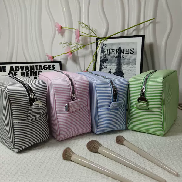 Embroidered Cross-Border Best-Selling Striped Makeup Bag, Indian-Style Large-Capacity Striped Convenient Travel Clutch Bag
