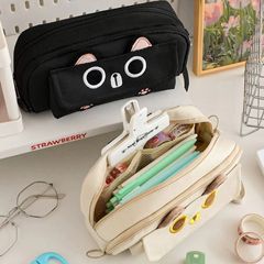 新しい 2025 かわいい漫画刺繍猫鉛筆バッグ ins 多機能学生筆箱大容量文具バッグ