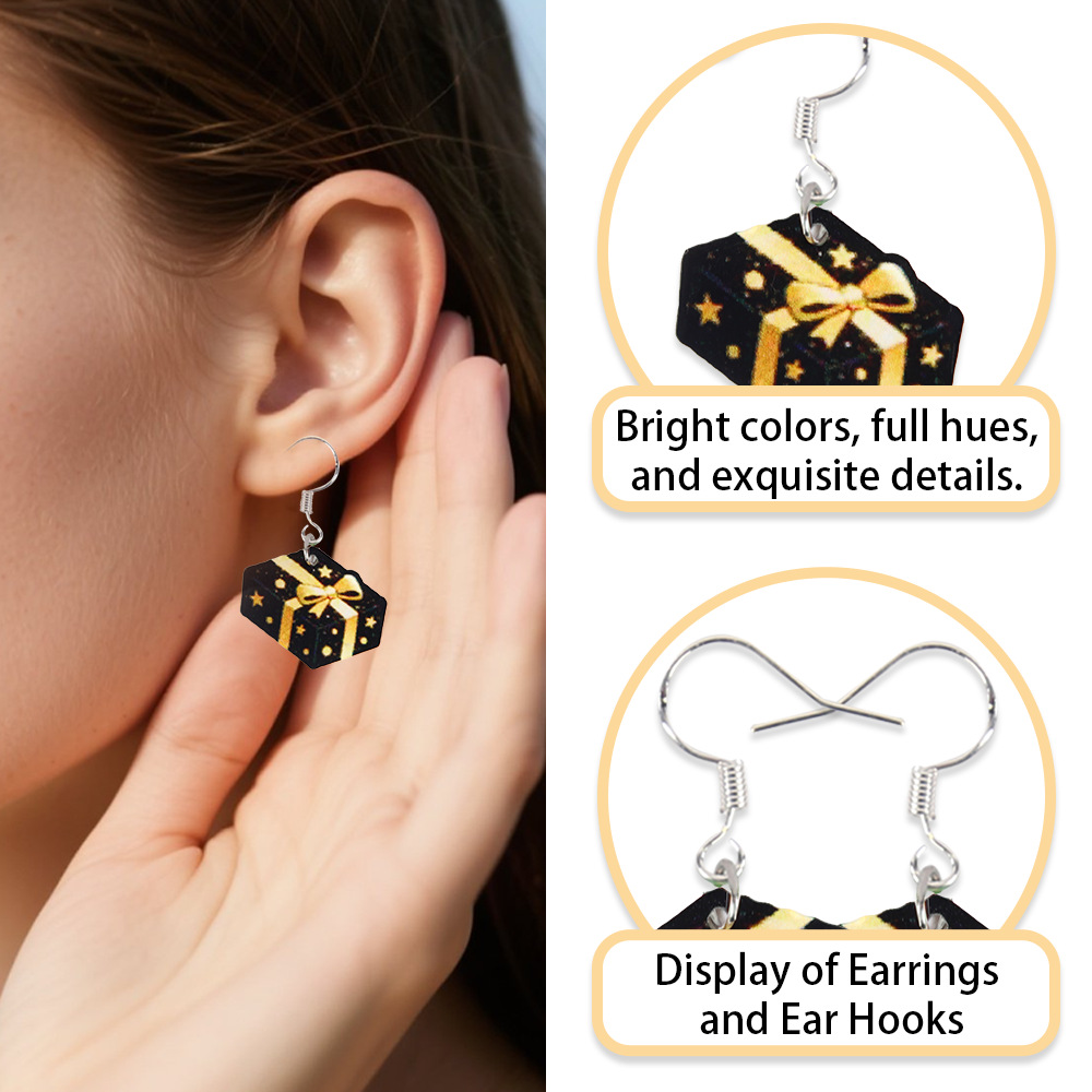 2026 Año Nuevo pendientes acrílicos globo sombrero pendientes regalos de Año Nuevo decoración de la fiesta de oro negro pendientes mujeres
