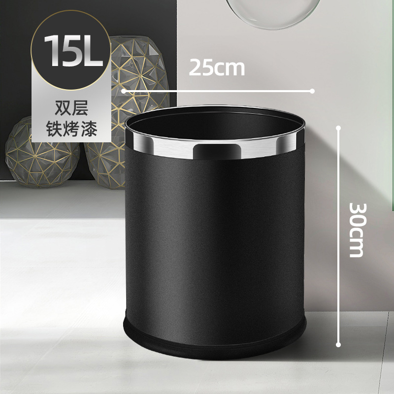 不锈钢垃圾桶双层无盖商用家用棋牌室公共场合防火阻燃定 制|undefined