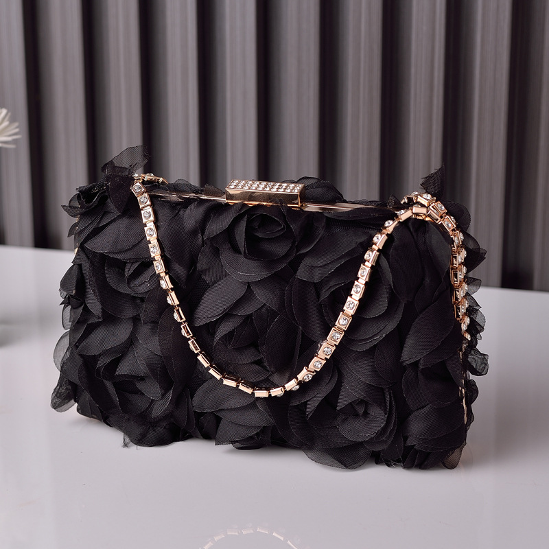 Yixinglong venta directa de fábrica gasa flor bolso de cena champán bolso cheongsam para mujer bolso de traje hecho a mano bolso de diamantes