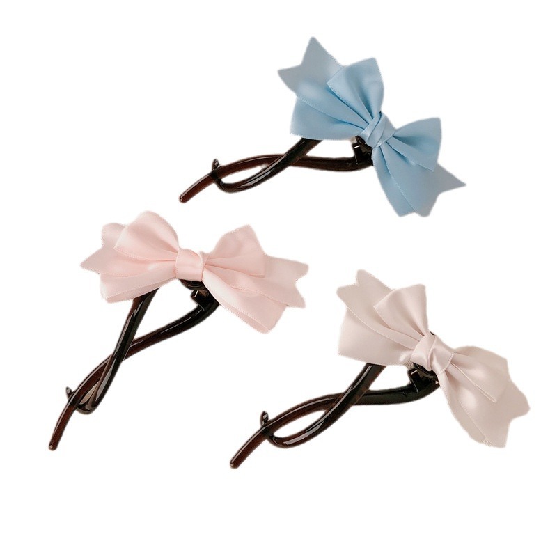 Tela retro arco banana clip para el cabello mujeres 2024 nuevo clip de agarre de alta calidad cabeza de torsión clip clip para el cabello