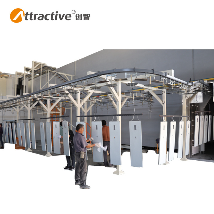 【广东创智】五金悬挂喷粉线 隧道炉烤漆房 非标涂装生产线设备