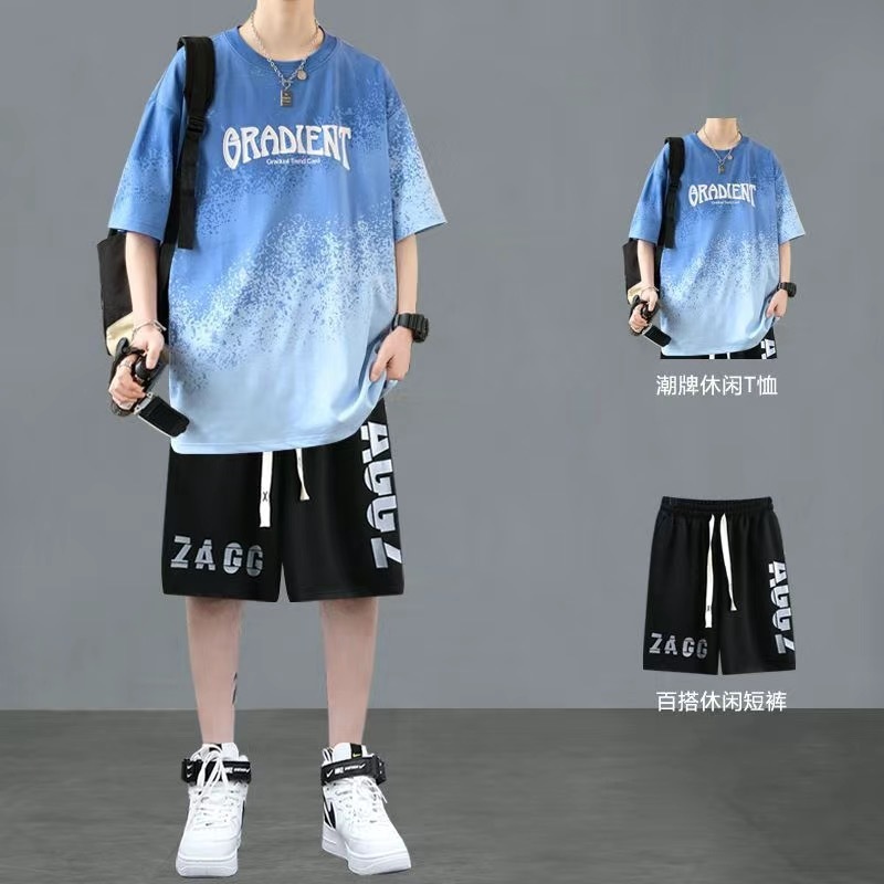 カジュアルスーツ 2025 新しいティーンエイジャー半袖ショーツボーイズ夏ツーピーススーツ学生ハンサムな衣装紳士服|undefined