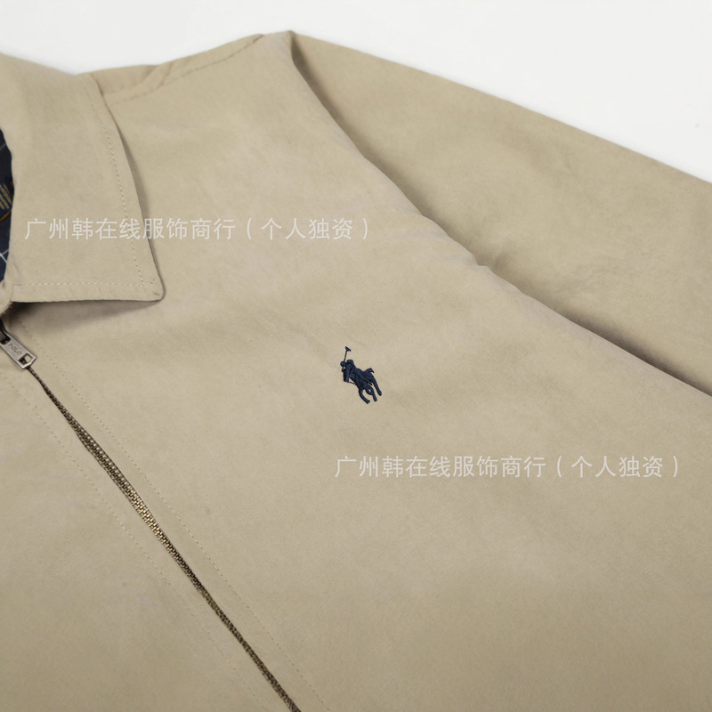 原厂品质RL拉夫夹克小马标刺绣格子内里翻领外套休闲情侣款夹克|undefined