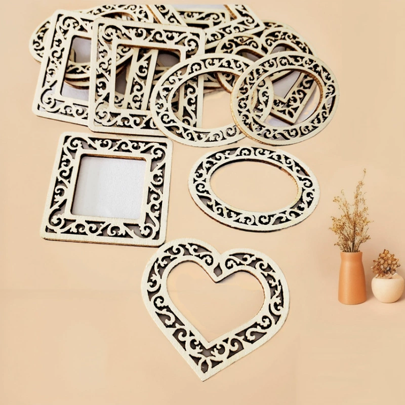 DIY аксессуары ручной работы оригинальный цвет дерева персиковый Сердце Лазерная резка обработка окна цветок фоторамка аксессуары мультфильм патч деревянная щепа