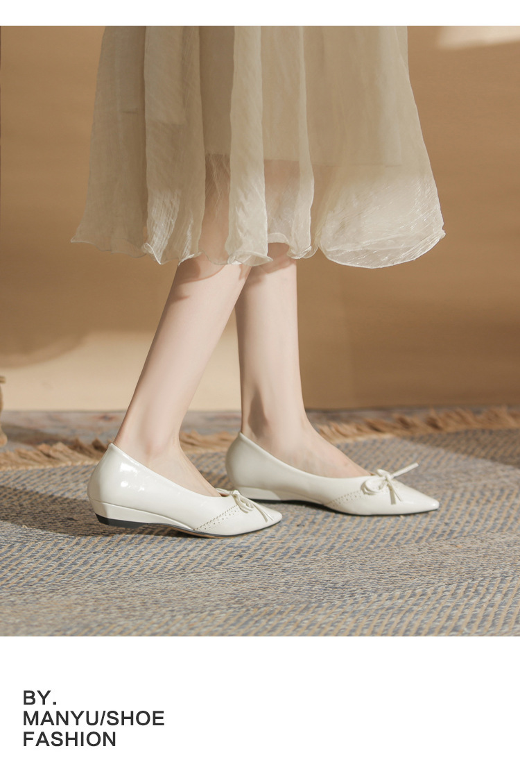 Giày cao gót nữ mũi nhọn gót wedge kiểu Pháp, gót thấp đa năng, miệng giày nông — màu đen chi tiết 10