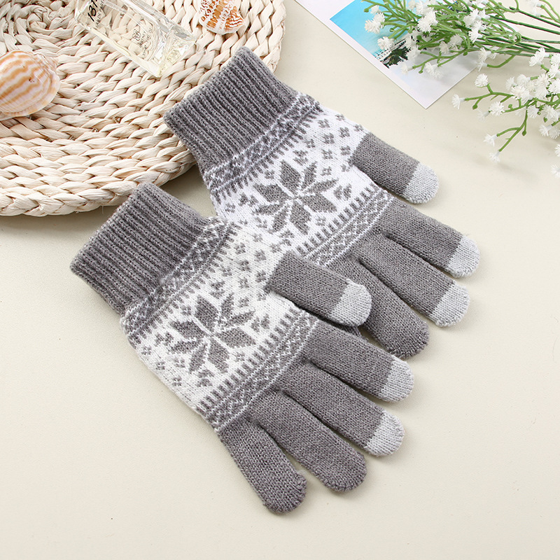 Unisex Fashion Snowflake Knitted Fabric Gloves 1 Pair display picture 2
