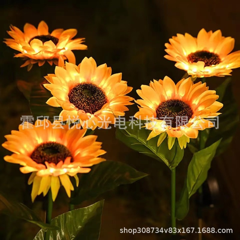 屋外の太陽エネルギーのヒマワリの花灯の庭の花園の芝生は明かりを飾って景観の植物の雰囲気の明かりをシミュレーションします。|undefined
