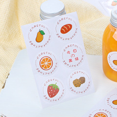 Circular seal sticker, cute cartoon baking packaging, matched with decoration sticker, biscuit tin strawberry mango, pressure-sensitive sticker