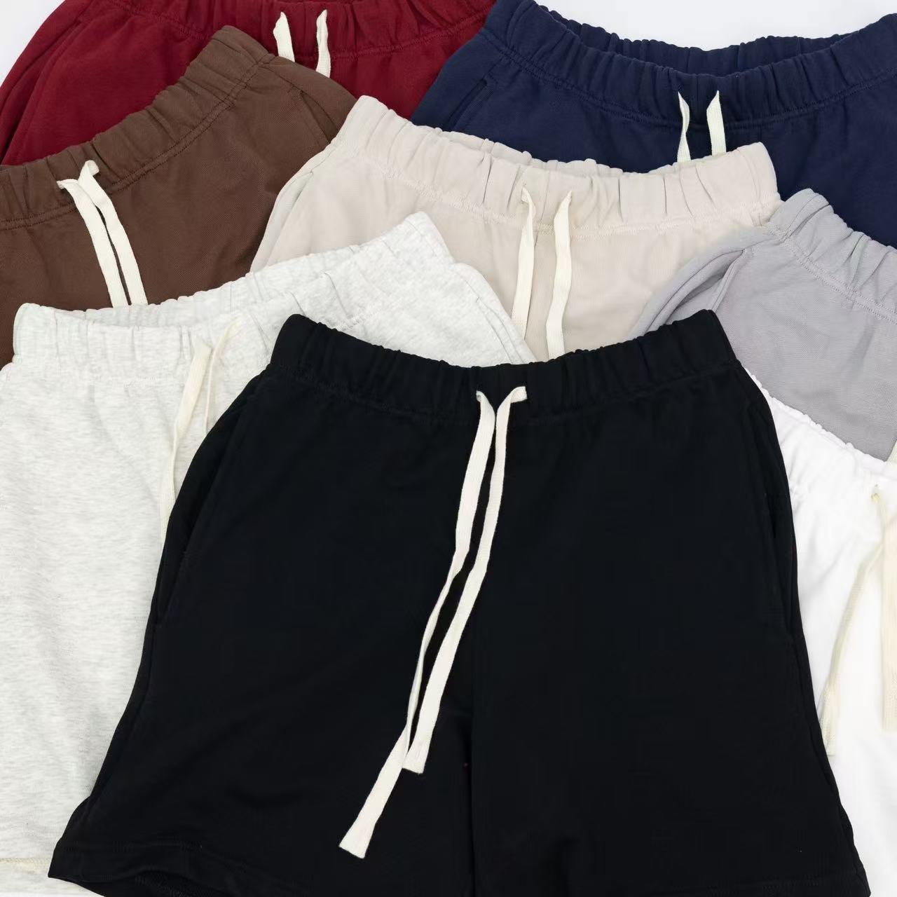 360G白色重磅毛圈纯棉运动短裤男夏季宽松篮球五分休闲裤潮流穿搭