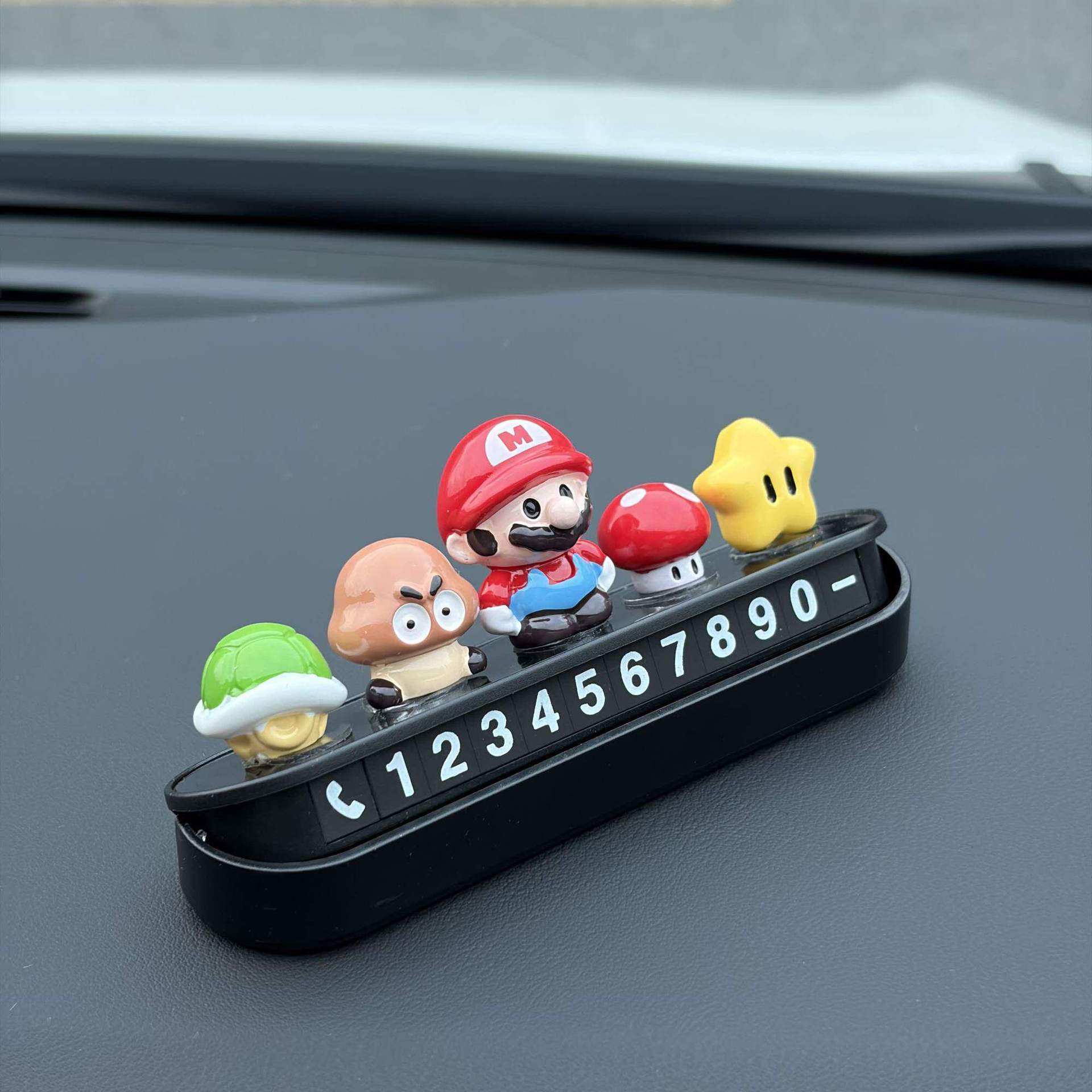 Super Mario Parking Number Plate 2026 New Model Car Dashboard Decoration Car Ornament Mobile Number Plate