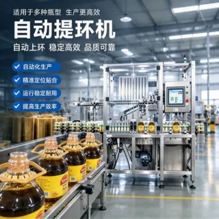 全自动提环卡扣机食用油饮料瓶自动上提环卡扣压精准贴合高速稳定