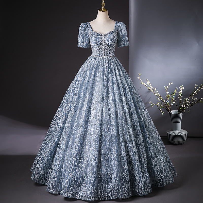 Gaoding vestido de noche anfitrión sequinado 2026 nuevo vestido de reunión anual temperamento de lujo ligero de alta gama ropa de examen de arte