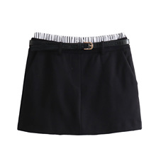 外贸批发春季新款欧美风拼接平角裤腰腰带饰裙裤8372032 800