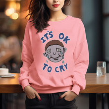 2023秋冬新款圆领加绒加厚卫衣女韩版复古宽松动漫长袖纯棉上衣