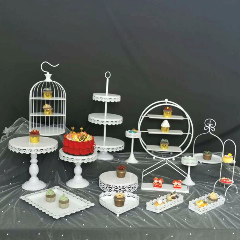 Tabla de postre europea decoración estante de exhibición bandeja de pastel estante de postre estante de té de la tarde estante de bocadillos de boda