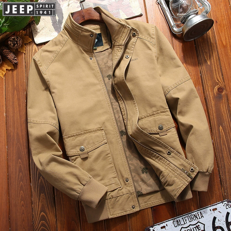 JEEP SPIRIT Мужская весенне-осенняя мужская куртка с воротником-стойкой с несколькими карманами, модная повседневная куртка, топ 7230