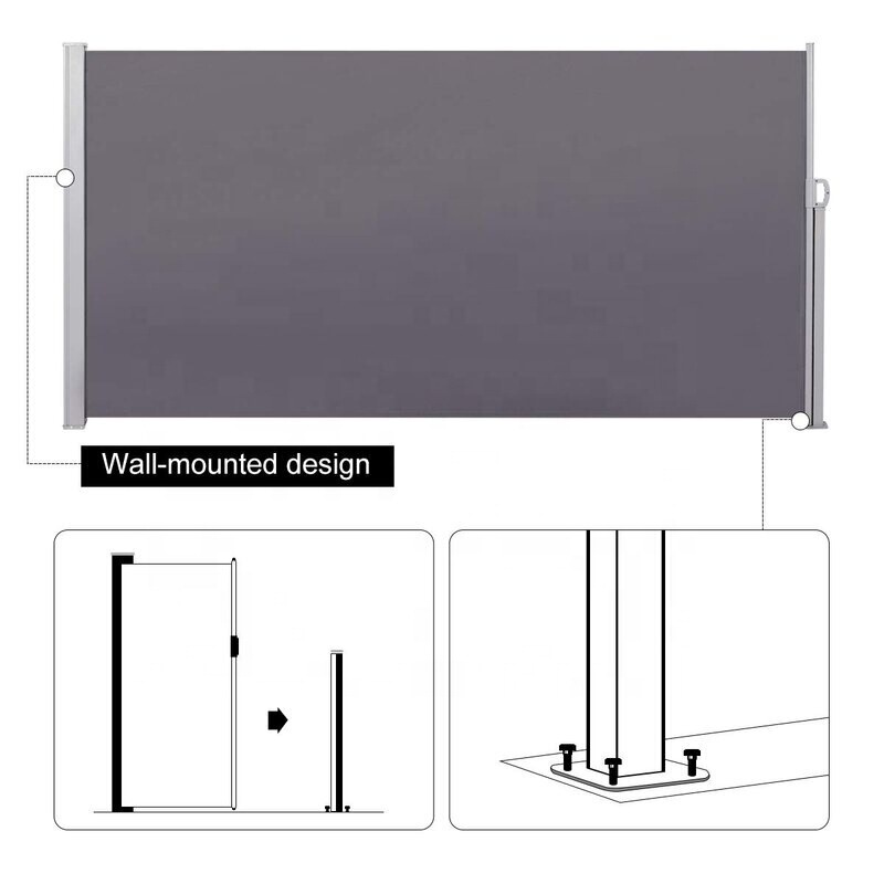 Outdoor Shade Retractable Side Canopy Folding Privacy Screen Divider Balcony Blocker