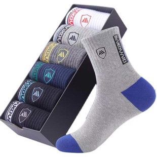 Mingqiao Men's Sports Shield Socks Spring, Summer and Autumn Cotton Socks Sweat-Absorbent and Breathable Spring & Fall Men's Socks Mid-Length Thin Style