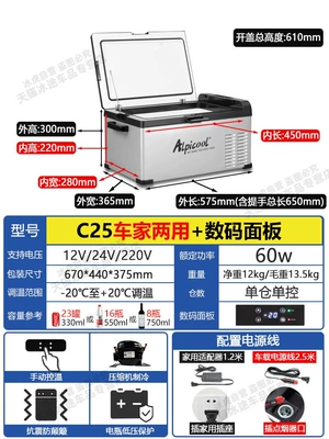 Soyuducular — Cars, Home and Truck Use, 12V/24V - c25-car-home-dual-purpose-digital-panel-12v24v220v-universal