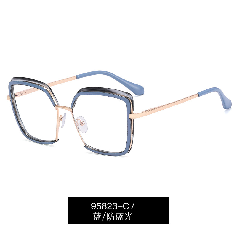 95823 Cruz-frontera de las mujeres Anti-azul claro europeo y americano ins moda TR90 llano gafas primavera pierna gafas marco
