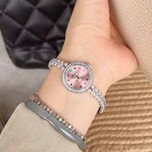 米莉莎Mishali中古风珍珠七彩石小表盘手链女表银粉色小香风手表