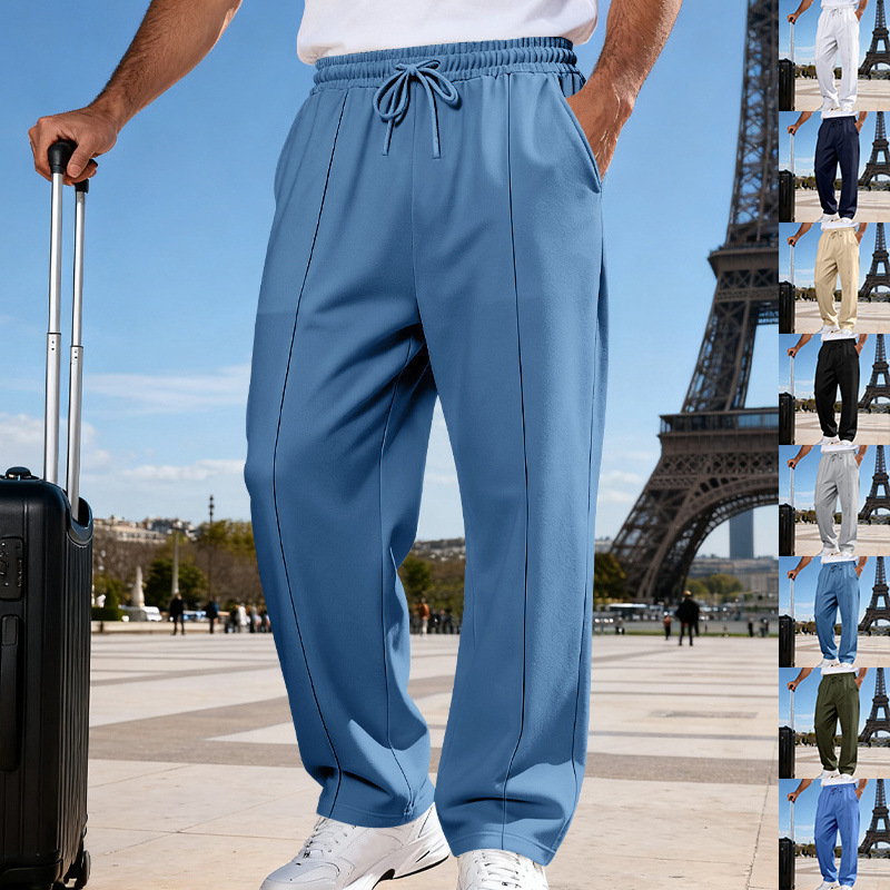 Cross-Border Amazon Aliexpress European and American Men's Loose Four-Season Knitted Casual Sports Business Jogging Trousers for Men