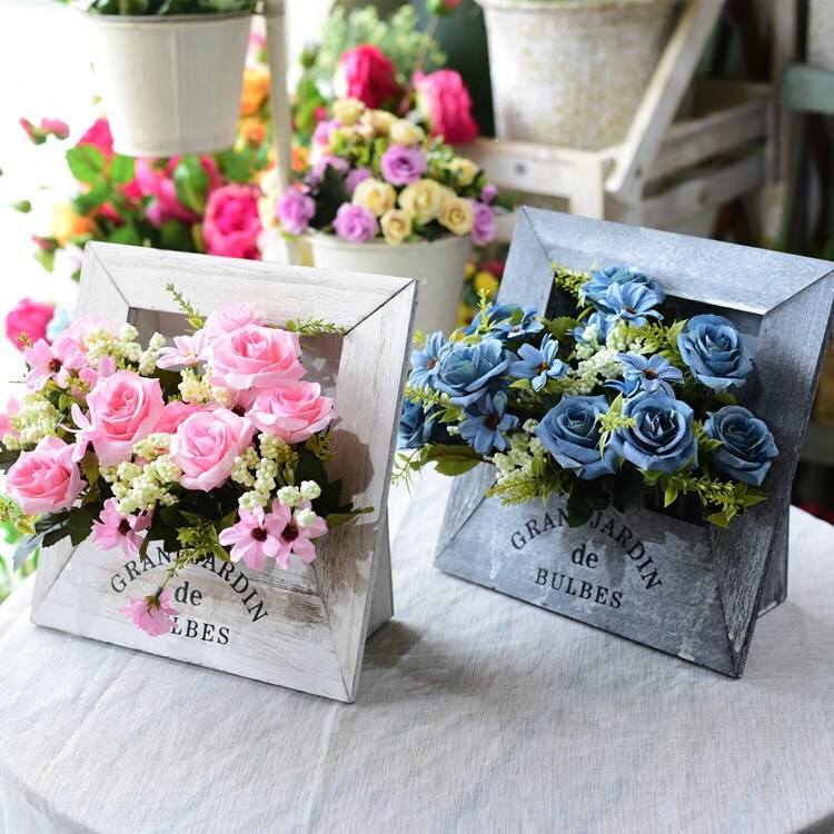 Creative Solid Wood Ornaments, Old Potted Plants, Retro Green Plant Flower Holders, Home Decoration, Retro Pastoral Photo Frames, Hanging Orchids