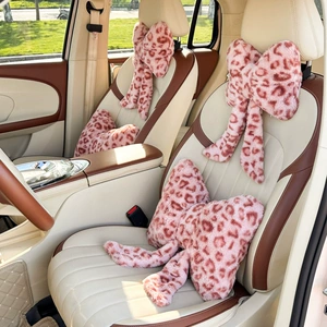 Yeni Avtomobil Aksesuarları Dovşan Xəz Leopard Print Başlıq və Bel Dəstəyi