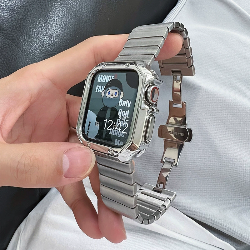 Совместимо с ремешком Apple Watch Ultra8 Apple Watch iWatch765432 металлическая бабочка застежка ремешок