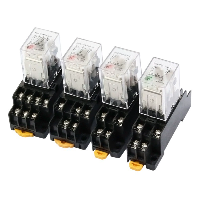 Электромагнитное реле малой мощности Silver Point, 220В AC, 24В/12В DC, модели HH52P, 53P, 54P, 62P