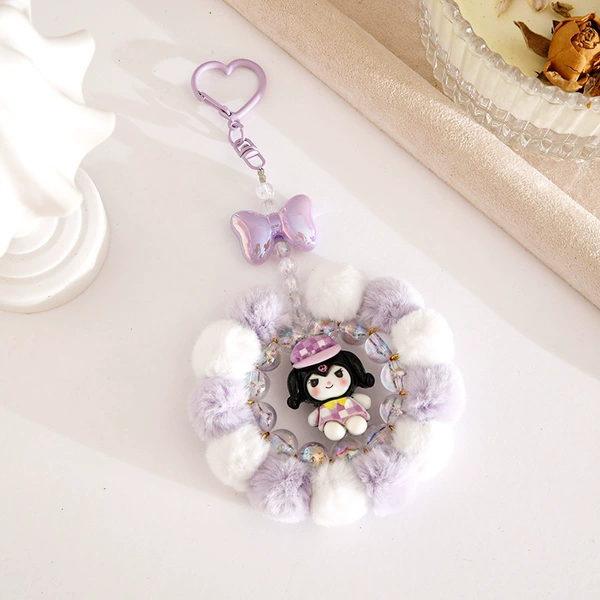 12 large fur balls - purple