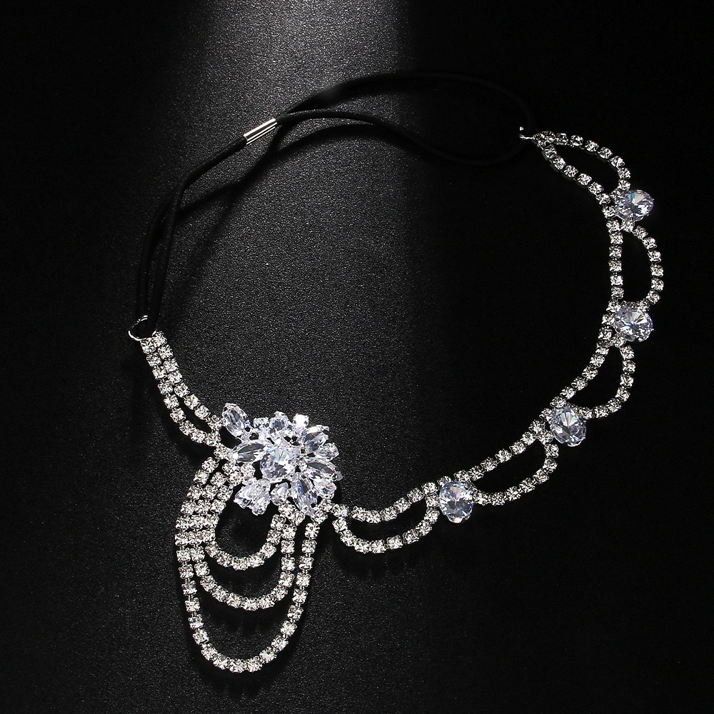 Tocado de novia exagerado europeo y americano, diadema de diamantes de imitación con flecos, sentido avanzado