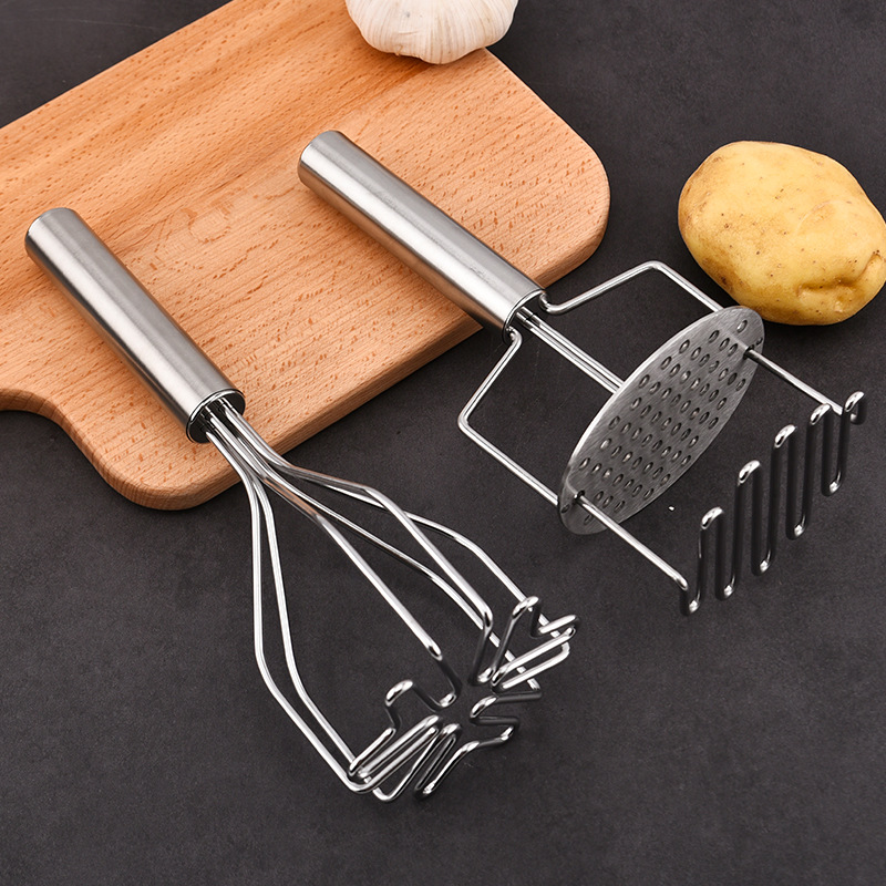 Stainless Steel Potato Masher Manual Food Supplement Crushing Tool Multi-Purpose Masher Double-Layer Potato Press Household