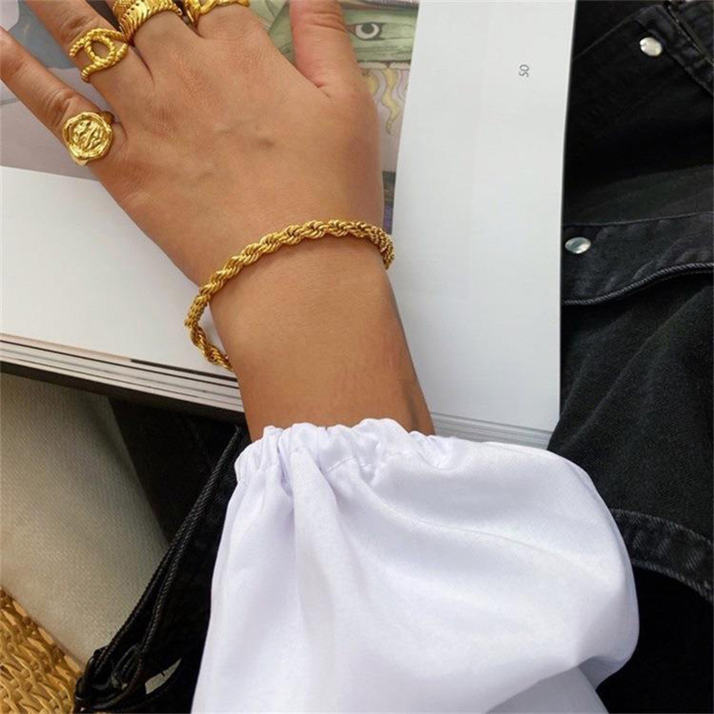 Unisex Gender PVD Coated Geometric 304 Stainless Steel Simple Style Waterproof Non Tarnish 304 Stainless Steel Bracelets