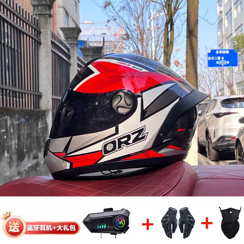 Bluetooth cross-border casco de motocicleta casco completo hombres y mujeres invierno cálido seguridad Four Seasons Knight coche eléctrico casco completo