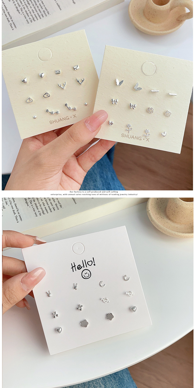 Fashion Heart Shape Rose Butterfly Copper Plating Ear Studs 1 Set