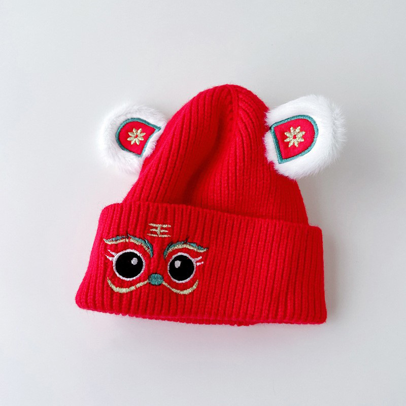 Sombreros para bebés, sombreros de lana de invierno, sombreros rojos de Año Nuevo, sombreros de punto para bebés, sombreros para hombres y mujeres, sombreros de pequeño mes